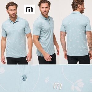 Travis Matthew Good Time Feeling Light Blue Floral Polo Shirt XL